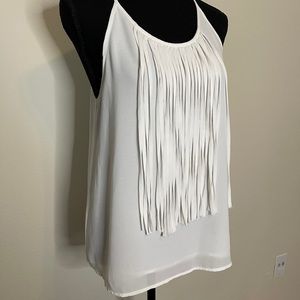NAKED ZEBRA: White Tassel Tank Top
